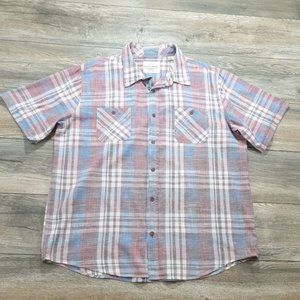 Weatherproof Vintage Mens 2XL Short Sleeve Shirt Casual Patriotic Picnic Beach